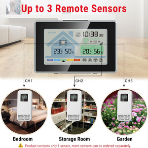 Pantalla táctil LCD Reloj digital Color Estación Meteorológica Inalámbrica Medidor de humedad de temperatura exterior interior con sensor exterior - Product Image 3
