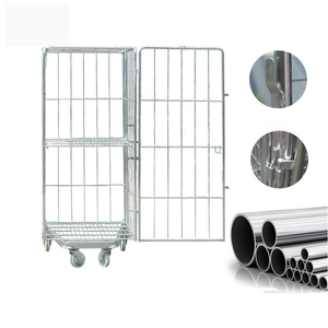 Customized Design 4 Sided Galvanized Security Metal <strong>Nesting</strong> Warehouse Storage Steel Wire Mesh Roller Cage Trolley <strong>Container</strong> - Product Image 1