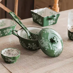 19 mảnh đặt bộ đồ ăn bằng gốm vẽ tay underglaze màu bộ đồ ăn món cơm Bát bán buôn hộ gia đình món ăn mới nhà tấm - Product Image 2