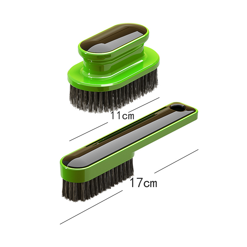 Ensemble brosse à chaussures verte et brosse à vêtements