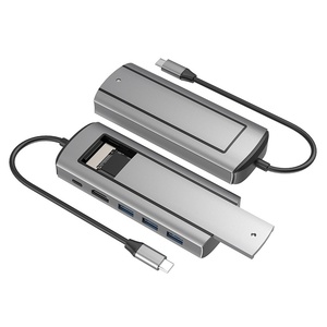 6 in 1 M.2 SSD เคส USB C HUB 4K 60Hz Type C พอร์ต USB3.0พอร์ตตัวแยกพอร์ตพร้อมกล่องฮาร์ดไดรฟ์สำหรับอะแดปเตอร์แล็ปท็อปเดสก์ท็อป - Product Image 1