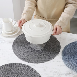 高品质编织餐桌垫新款涤纶面料西服杯垫防烫保温pp圆垫 - Product Image 3