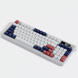 Tres colores 2,4G Wireless Gaming/Office Keyboard RGB LED Teclado de membrana retroiluminado con perilla multifunción de pantalla - Product Image 3