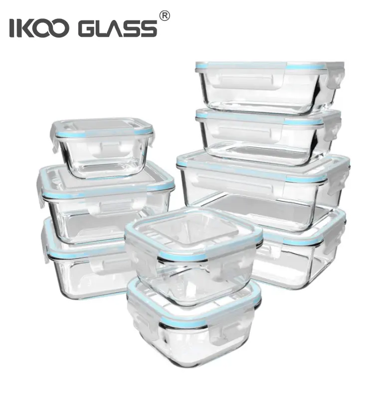 Airtight lunch box glass food container with airtight locking lids for Microwave  Oven  Freezer and Dishwasher