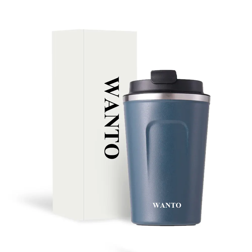 Wanto 380ml Tumbler kopi insulasi vakum, Tumbler kopi Stainless Steel 510ml dengan tutup Flip untuk grosir dan promosi