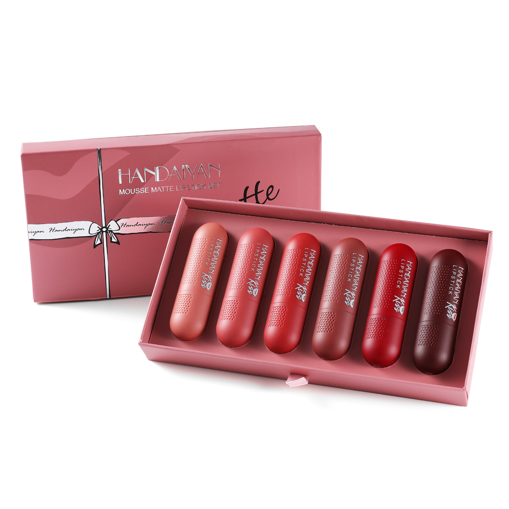 Lápiz labial con forma de máquina de grabación.