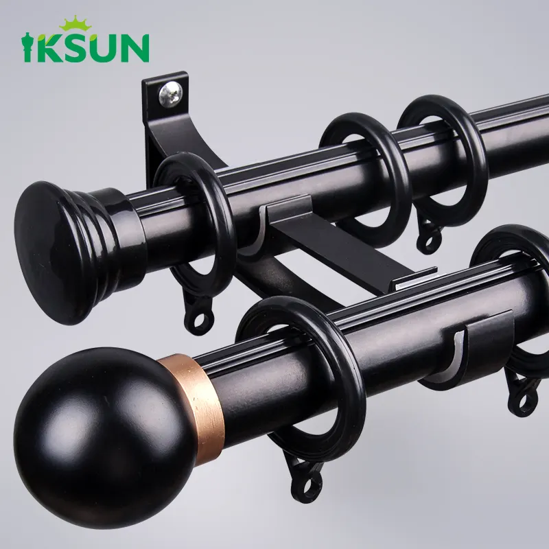 Iksun 3m foncé réglable extensible décoratif draperie tuyau de fer noir industriel tuyau tringle à rideau