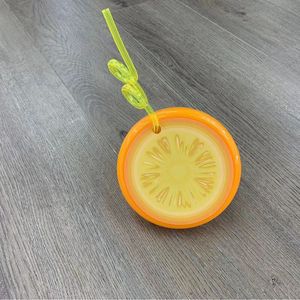Glitter pembe renk büyük plastik meyve şekli tumbler pipetli bardak - Product Image 3