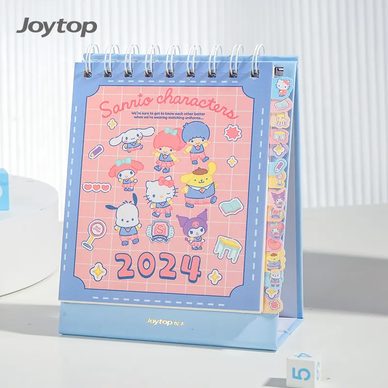 Joytop SR 000908 Venta al por mayor Sanrio Youth Academy Imprimir Calendario Foto Plantable Escritorio Calendario 2024 caballete marcapáginas Calendario de escritorio