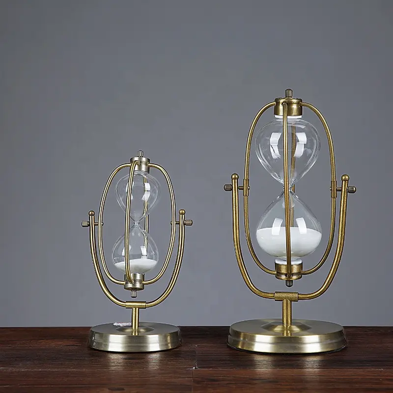 custom creative gift home decoration ornaments Hourglass timer base transparent glass rotating hourglass hourglass decoration