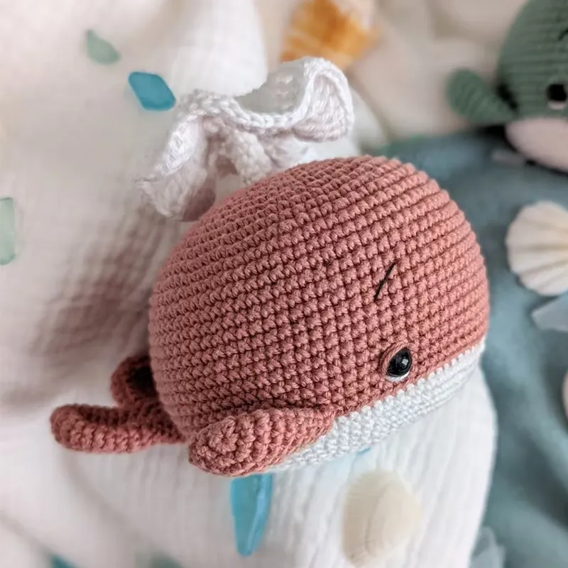 Amigurumi Wal Walter 100% pamuk özelleştirilmiş tığ desen balina Walter el yapımı doldurma tığ oyuncak