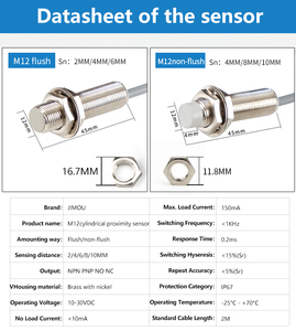 Sensor de interruptor de proximidad Pnp Npn M12 interruptor inductivo 4mm 2-10mm sensor de proximidad ajustable para máquina de impresión de impresora 3D