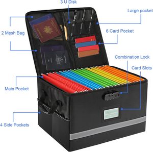 Caja organizadora de archivos de PP ignífuga portátil con tapas y cerradura, Asa organizadora de carpetas de PP A4 para organizar documentos importantes - Product Image 2