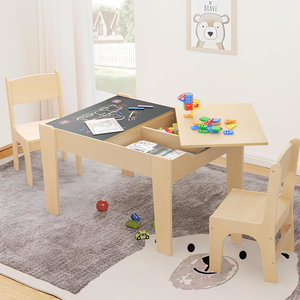 4 in 1 çocuk masa sanat ve el sanatları depolama ile yürümeye başlayan masa ve sandalye için 2-5 yaşında 2 kurulu aktivite masa yemek için - Product Image 1