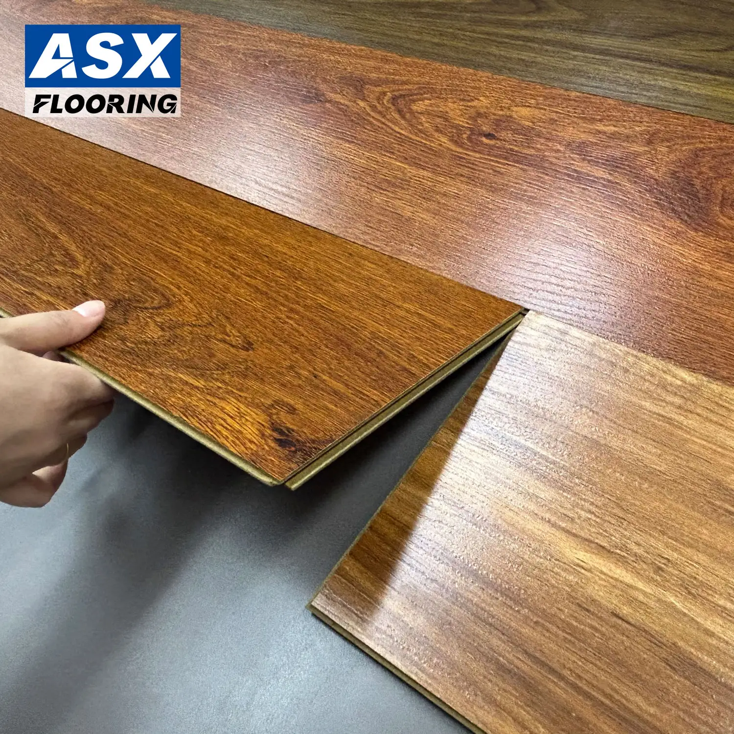 Suelo de vidrio laminado resistente al desgaste con bloqueo de clic a prueba de agua Hdf Ac4 suelo de madera maciza suelo laminado de 8mm