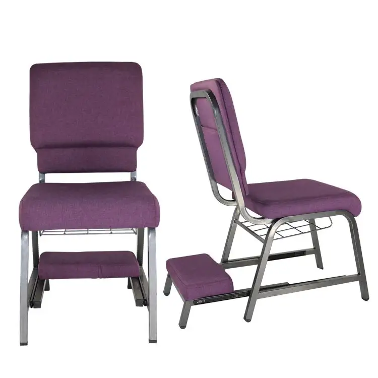 Oração plástica acolchoada do auditório do pastor para o preço muçulmano Cadeiras Rental Red Purple Igreja Pilha