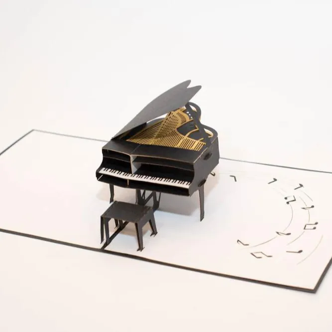 Выдвижная открытка с изображением пианино, вьетнамская открытка ручной работы для оптовой продажи 3D открыток