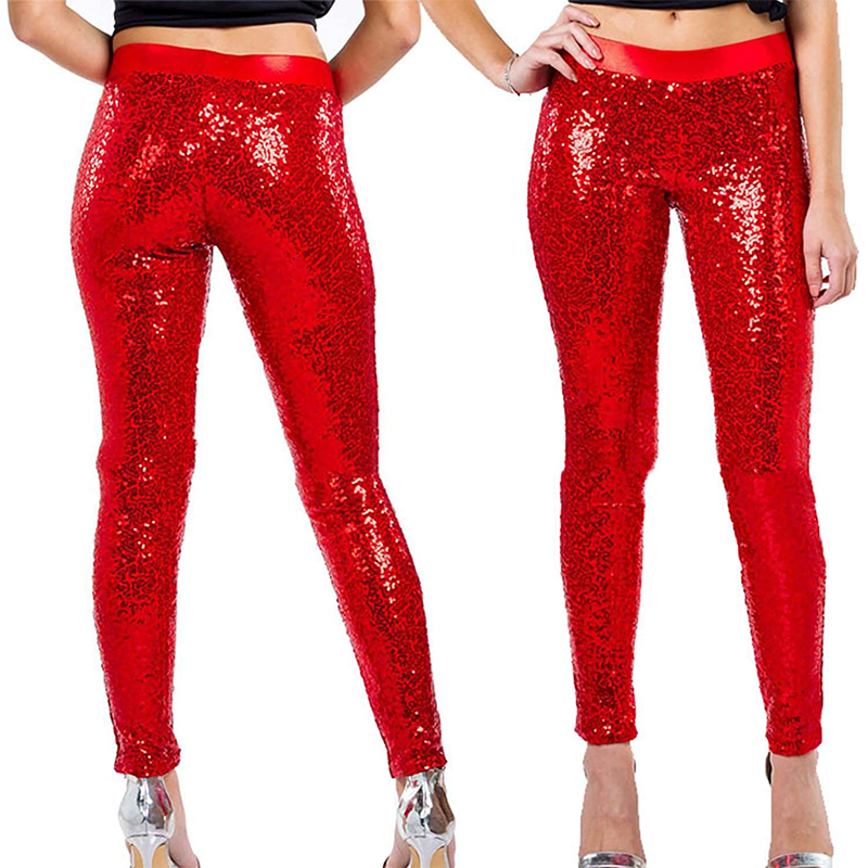 Leggings de Noël à paillettes rouges