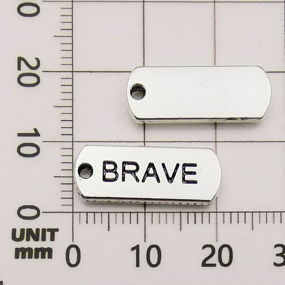 ตัวอักษรเงินโบราณ "brave" ขนาด 8*20 มม. - 1.6 กรัม - 10814