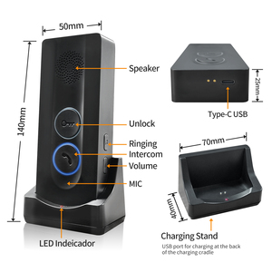 Timbre inalámbrico de intercomunicador bidireccional para almacén de fábrica en casa, timbre de intercomunicador inalámbrico impermeable con desbloqueo de un botón - Product Image 6