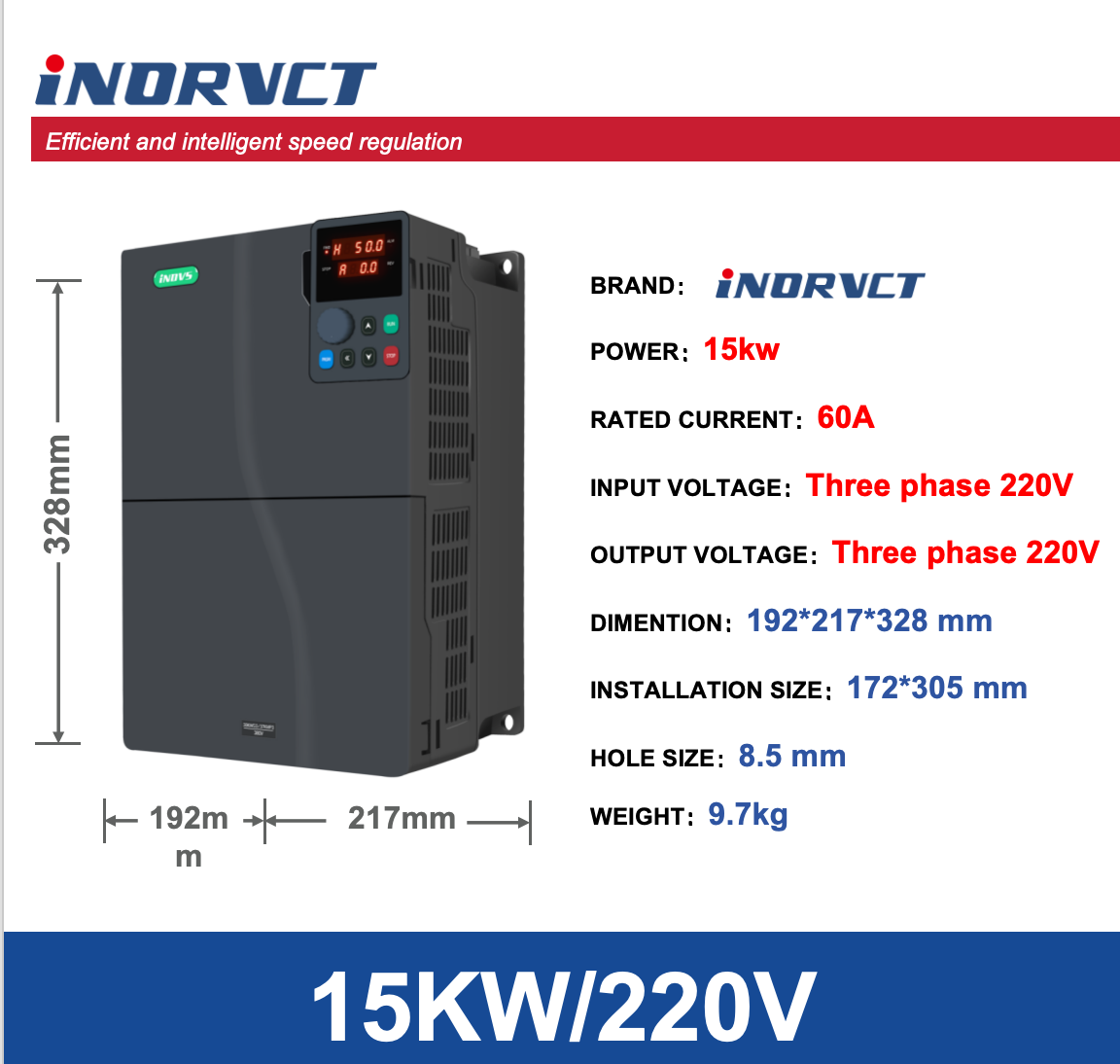 15kw/20HP 220V 3Phase