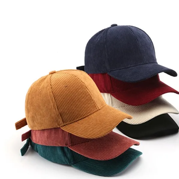 Topi ayah tidak terstruktur kualitas bagus topi Corduroy kualitas tinggi bordir 3D kustom untuk pria dan wanita Logo bordir