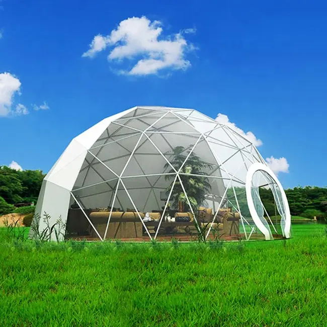 フェスティバルテント/トレードショー用の透明な屋根を備えたYatuzhuofan測地線ドームテント豪華で快適な半球形ホテルドームテント