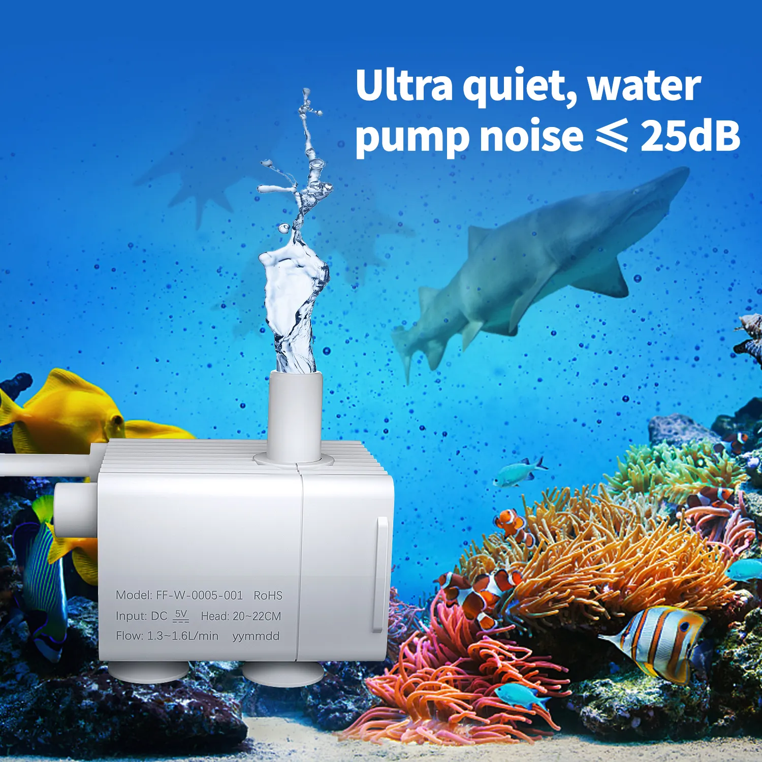 FOOFEE-minibomba de agua silenciosa para acuario, estanque, fuente de agua para mascotas, hidropónica, 0,2 W DC 5V