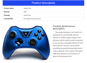 Joystick Game Controller Soporte inalámbrico Gamepad Consolas de videojuegos para Nintendo Switch Pro PS3 Android TV - Product Image 6