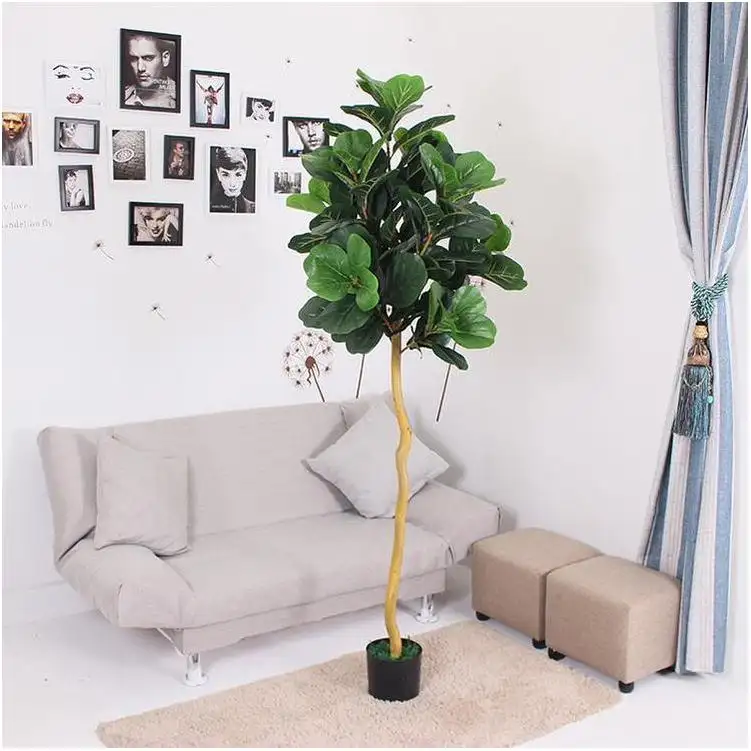 Planta árbol Artificial flor de cerezo blanco promocional precio bajo Ficus grandes árboles artificiales de alta calidad para la decoración del hogar