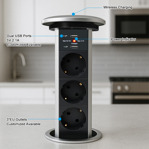 Multi Socket Smart Tabletop Motorizado Pop up Socket con carga inalámbrica - Product Image 2