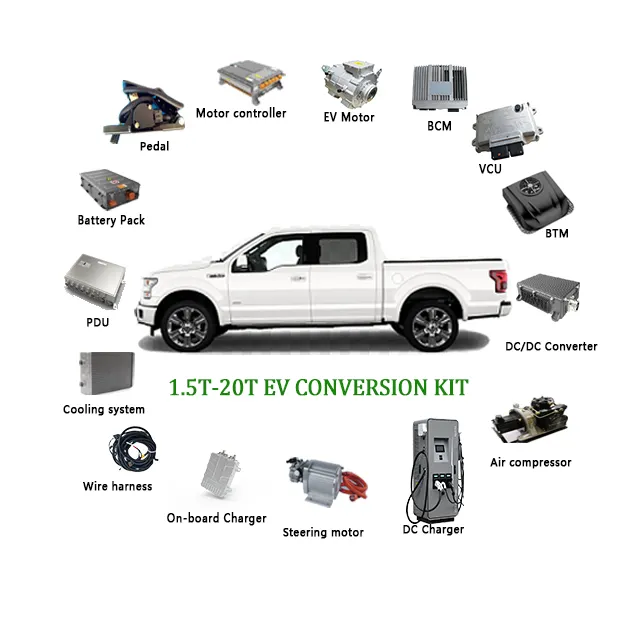 ชุดอุปกรณ์ Ev 50kw 100kw 1.5T- 20T,มอเตอร์ไฟฟ้ากระแสสลับสำหรับรถยนต์เรือยอชท์รถบัสรถปิคอัพรถบรรทุกชุดแปลง Ev สำหรับรถยนต์ Ev