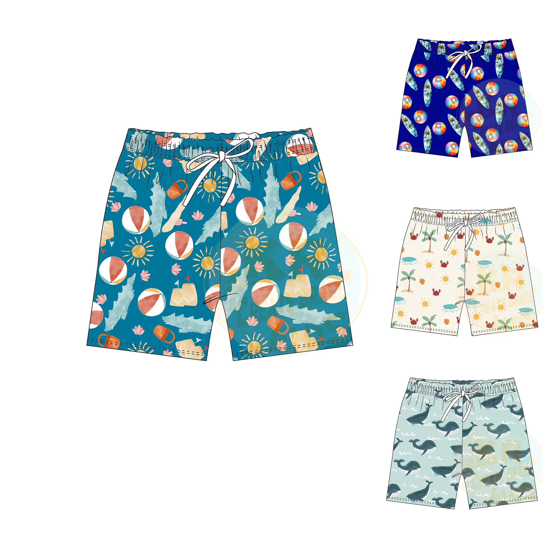 Pantaloncini da spiaggia estivi comodi e veloci di alta qualità costumi da bagno per bambini pantaloncini da bagno per bambini pantaloni da spiaggia stampati personalizzati