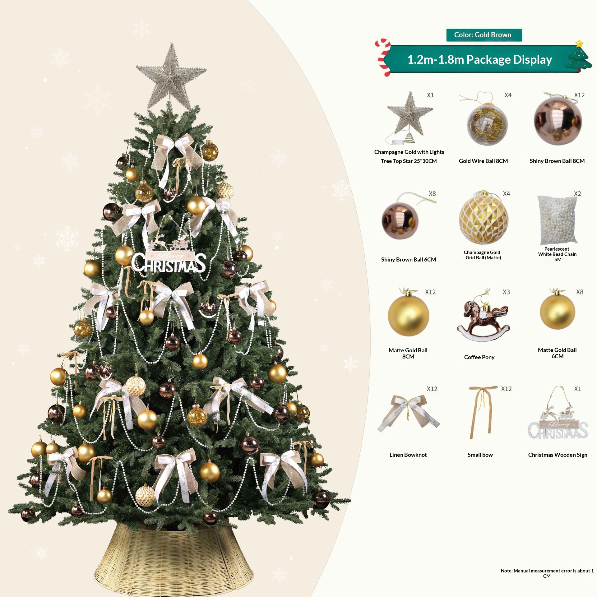 Sac à accessoires couleur café doré 1,2-1,8 mètres universel