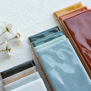Chất lượng cao lượn sóng bề Mặt Hiện Đại tráng men cao bóng 75x300mm 3x12 inch khảm màu xanh tàu điện ngầm tắm nhà bếp Tường Gạch gốm - Product Image 2