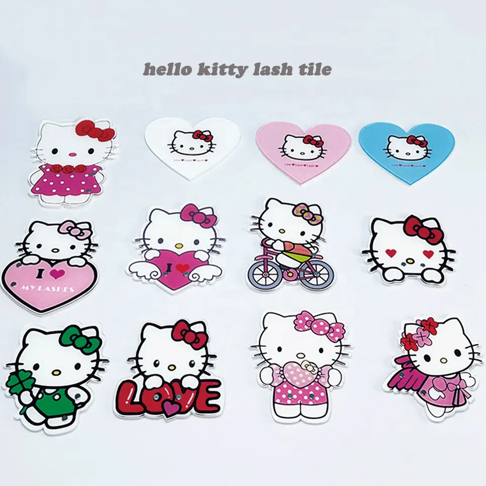 Tùy Chỉnh Hello Kitty Lash Gạch Với Nam Châm Bán Buôn Mở Rộng Lông Mi Acrylic Lash Pallet Lông Mi Keo Palette