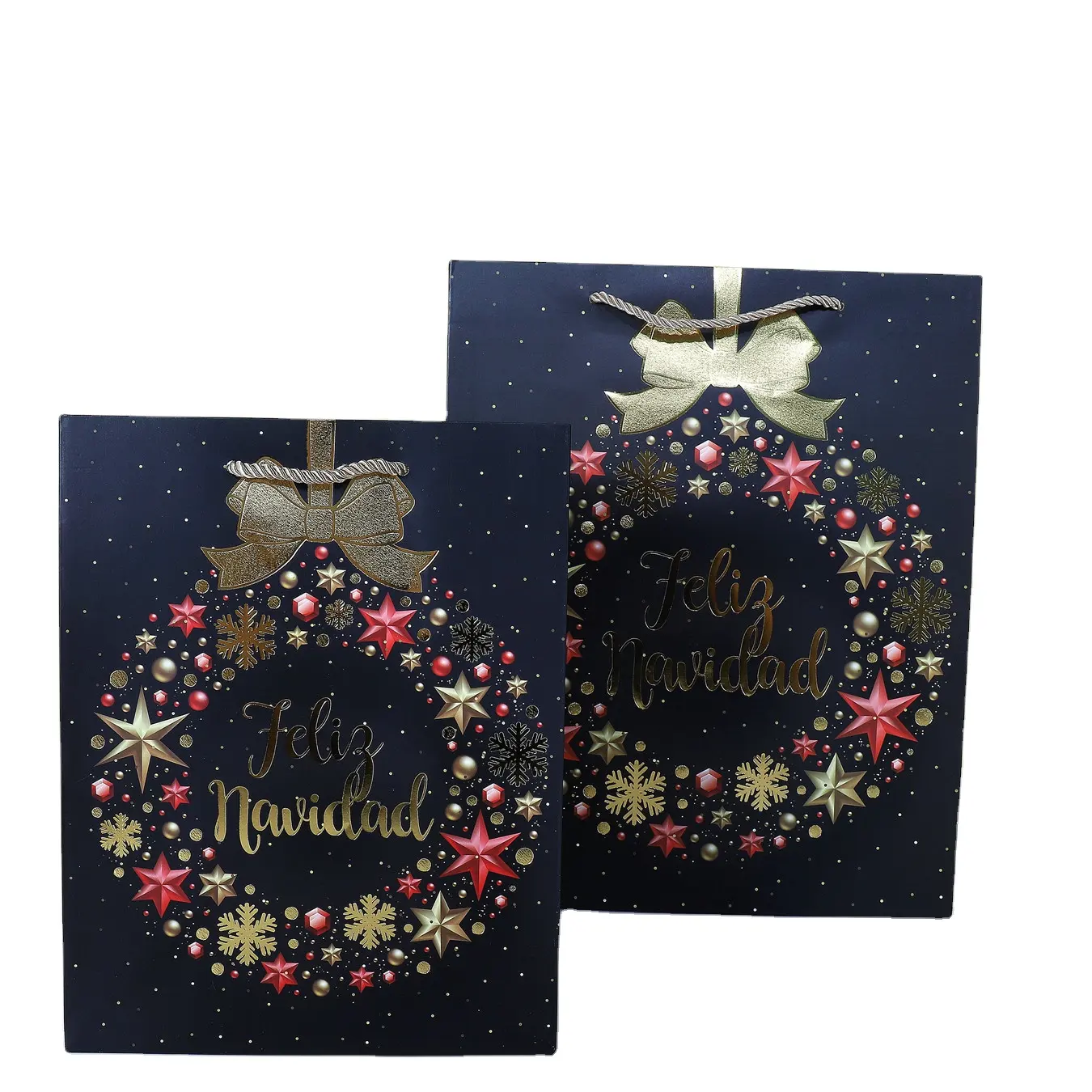 Роскошный матовый черный декоративный подарочный пакет JuYi для рождественской елки, подарочный пакет для детских конфет, бумажный пакет с индивидуальным принтом, ваш логотип