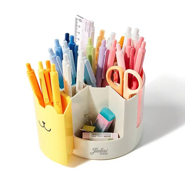 Wadah pensil 360 derajat pengatur pasokan seni berputar desain Multi Warna baik untuk siswa sekolah kantor