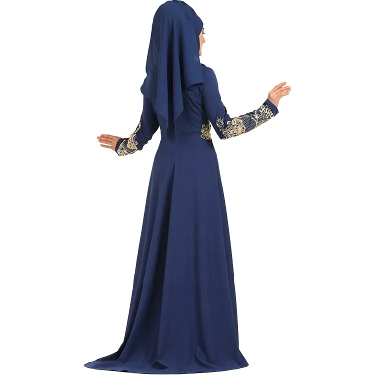 नई डिजाइन इंडोनेशिया इस्लामी सांस लेने योग्य शुद्ध रंग स्पैन्डेक्स मुस्लिम कपड़े अबाया कढ़ाई कोलाज बागे