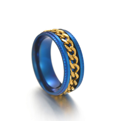 Cadena de oro con anilla azul