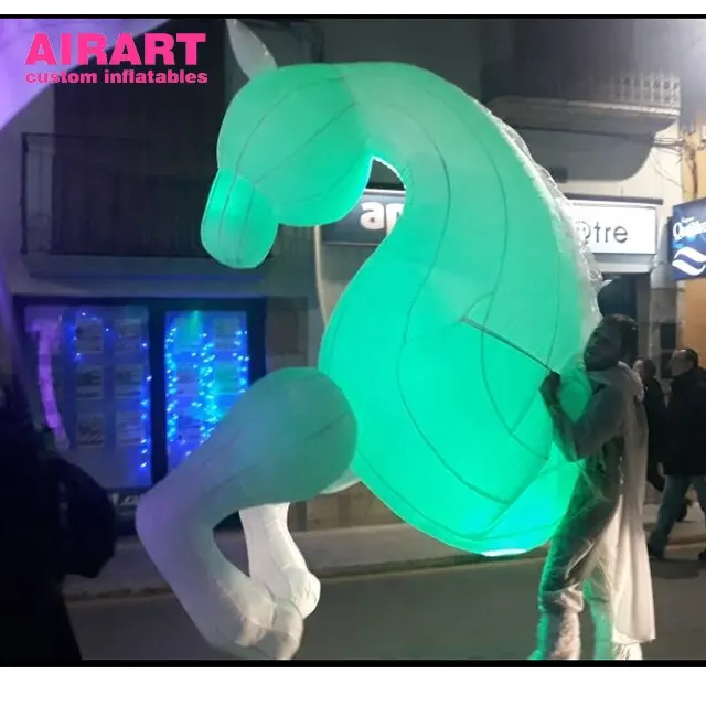 LED decorated inflatable active animal costumes, cheap adult inflatable horse costumes for party