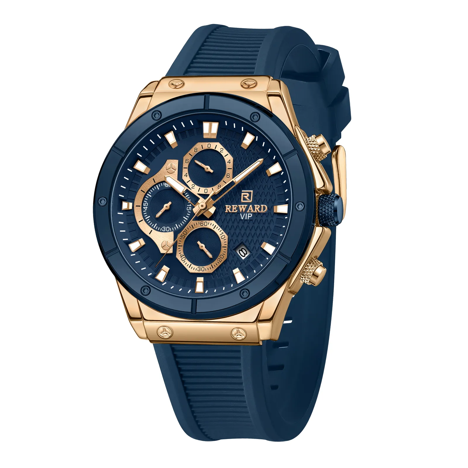 RÉCOMPENSE haute qualité montres marques à la mode décontracté lumineux hommes montre de luxe silicone bande montre de luxe