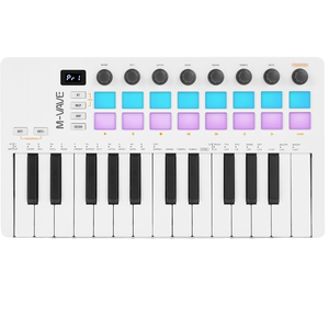 M-WAVE 25-клавишный USB-контроллер MIDI-клавиатуры с 16 барабанными колодками с подсветкой, полувзвешенная профессиональная динамическая клавиатура - Product Image 1