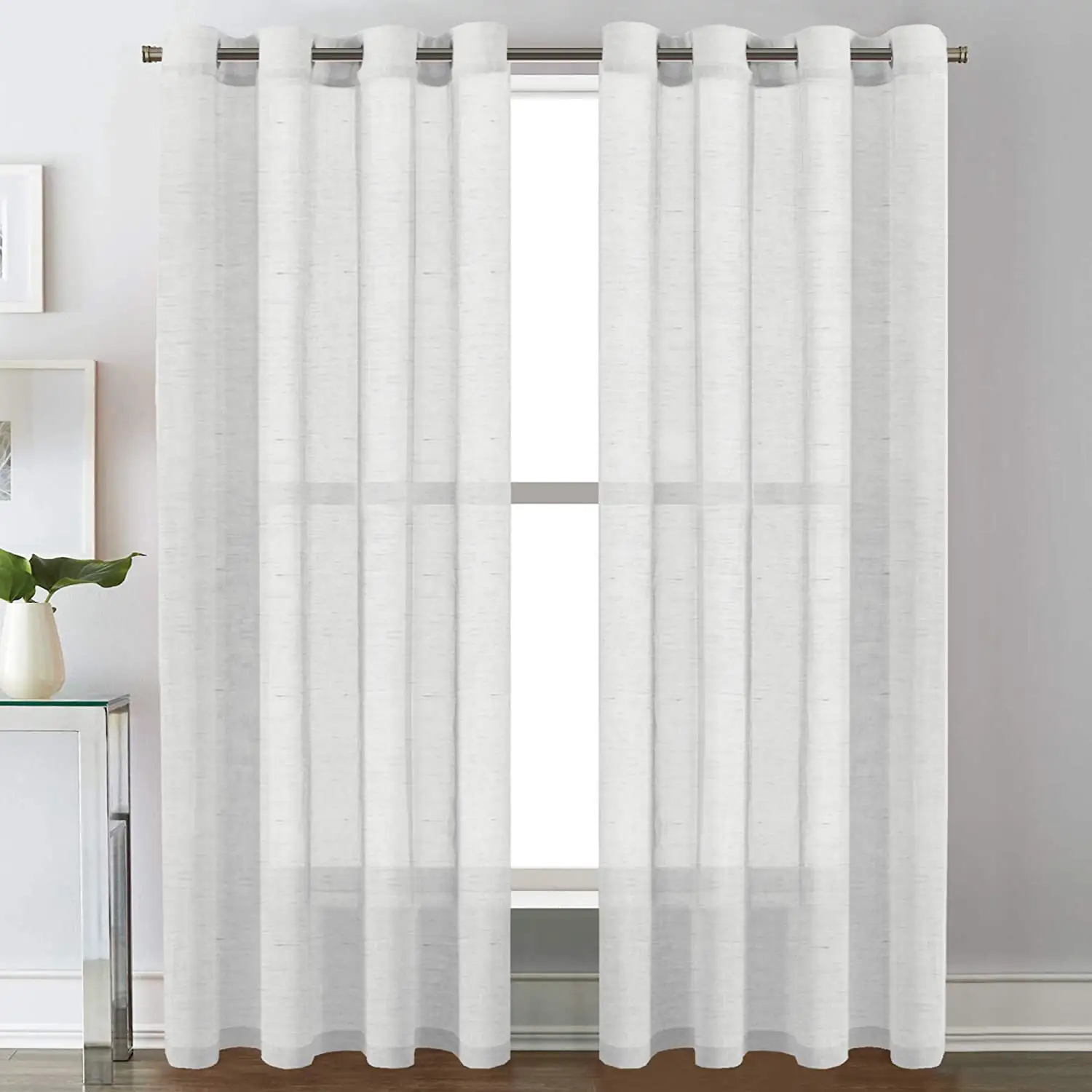 Lusia-3 Manufacturer High Quality Doris Slub Linen Look Sheer Curtain Fabric Home Textile Fabric