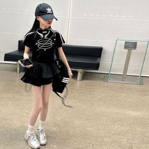 2025夏秋时尚2pcs女童服装套装热卖露背t恤6-15岁儿童裙装