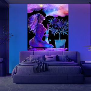 Backdrop sexy người phụ nữ UV Blacklight hoạt động tấm thảm tường treo trance Đảng nghệ thuật thị giác bởi UV ánh sáng - Product Image 4