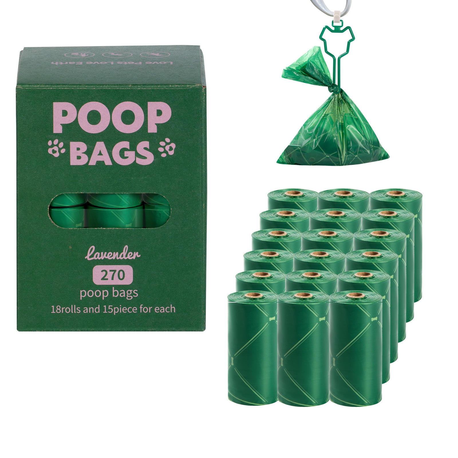 18 rouleaux de vert + clips