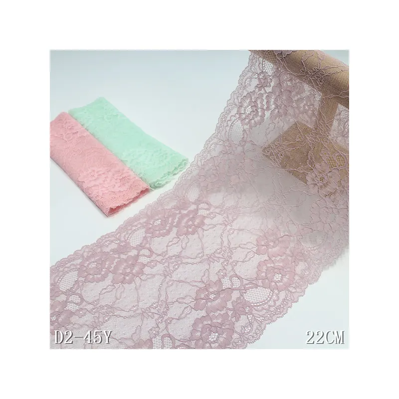 Renda tricot flor elástica 22cm de cor clara para mulheres lingerie sexy