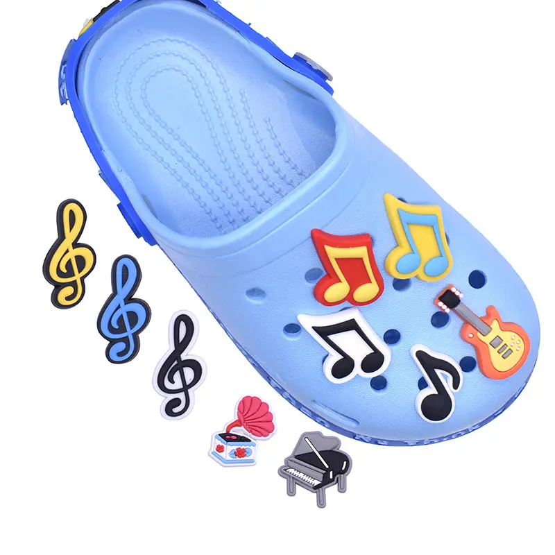 음악 시리즈 PVC 부드러운 고무 신발 액세서리 장식 만화 귀여운 diy 신발 버클 액세서리 도매