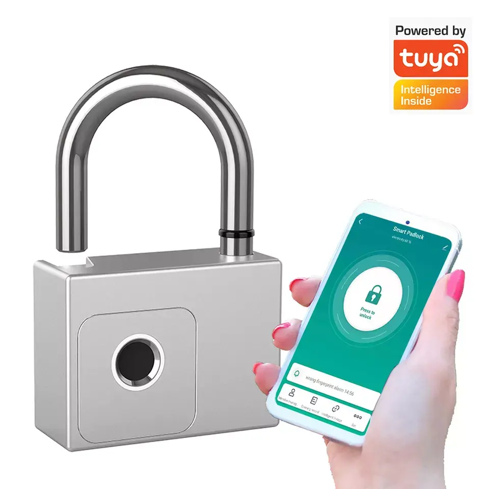 Tuya BlE – cadenas intelligent à empreintes digitales, étanche IP65, chargement USB, clé, déverrouillage antivol, sac, armoire, porte, cadenas